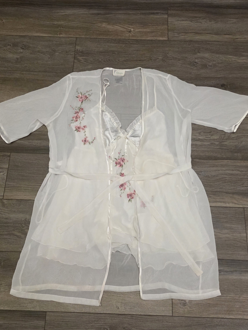 Lingerie Vtg Y2K Expressions California Dynasty Floral Peignoir Set Size Large